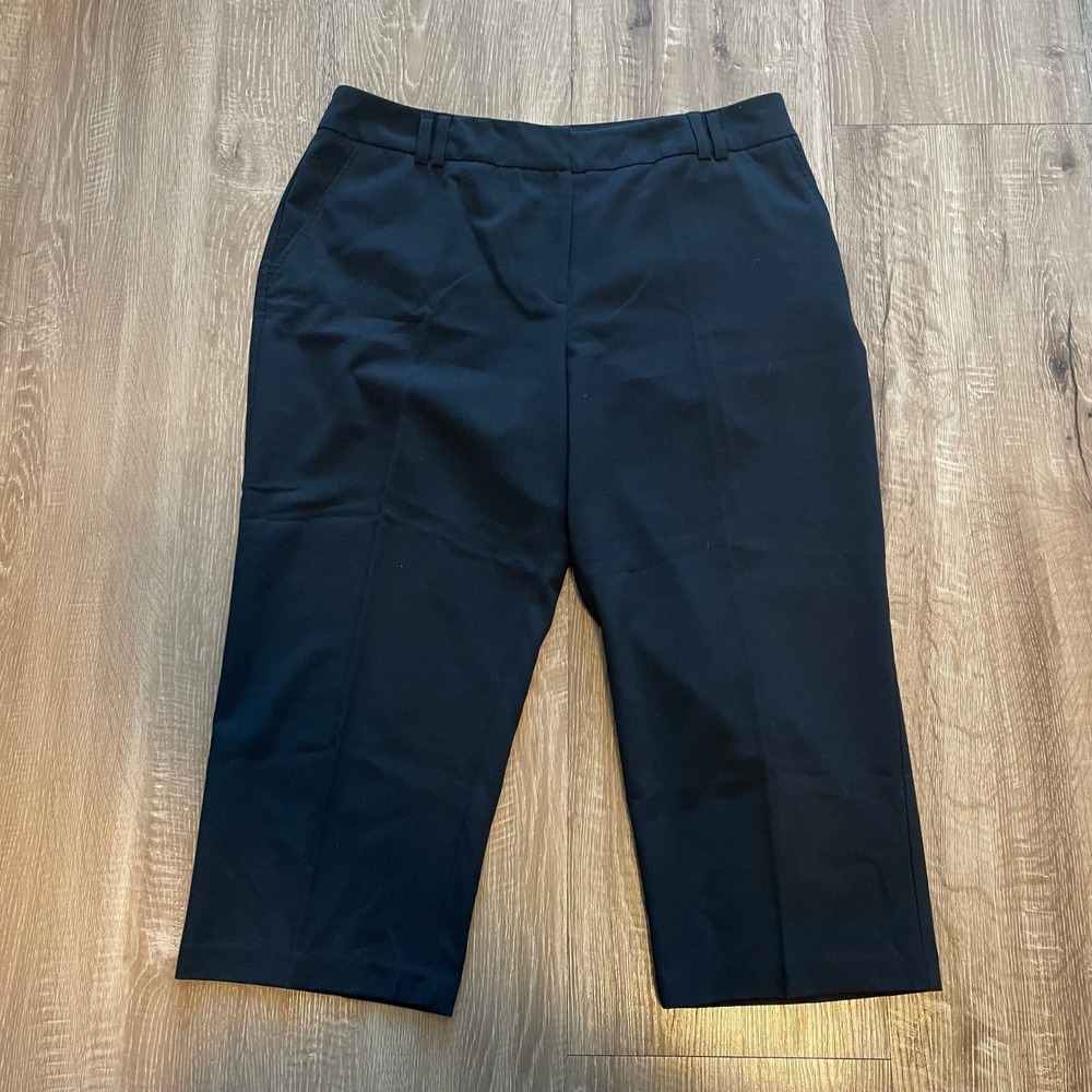 212 Collection Womens Dress Pants 14 Black Polyester Rayon Stretch Cropped Capri